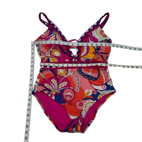 Trina Turk Sevilla V Plunge Strappy One Piece Swimsuit Sz. 14 - Picture 7 of 11